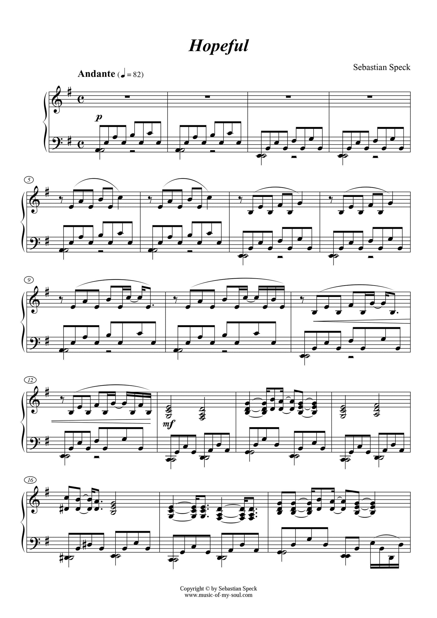 Hopeful Piano Sheet Music